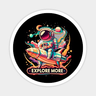 Explore More Space Astronaut And Rocket Ship Design Magnet